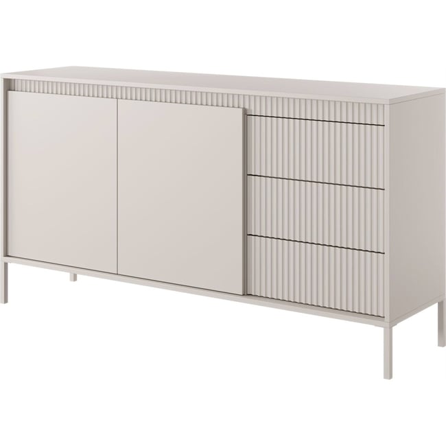 Buffet bois rainuré FALSETTO Couleur beige sable <span itemprop=