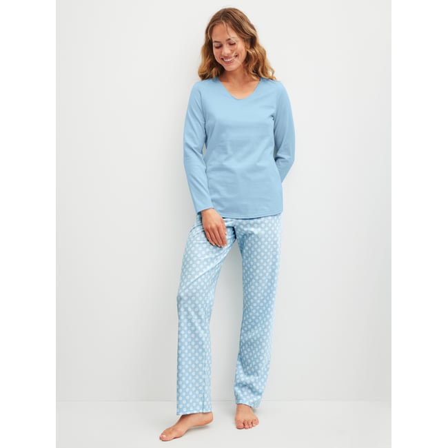 Pyjama, longue manches longues Coton LOVELY NIGHTS bleu cascade <span itemprop=
