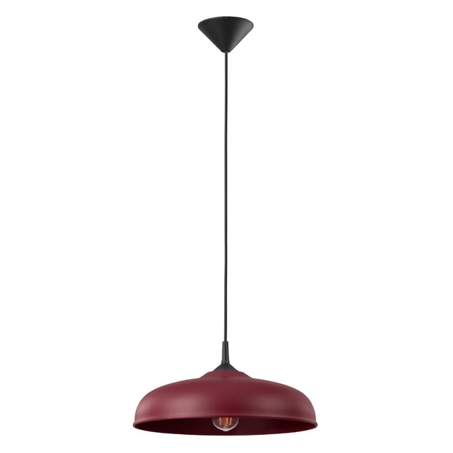 Suspension Acier Bourgogne E27 1 Gina Couleur bourgogne <span itemprop=
