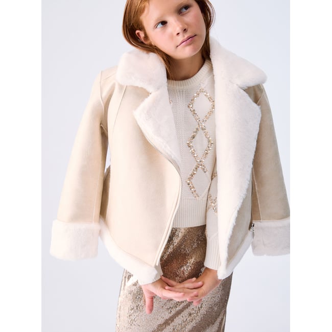 Pull en laine avec paillettes blanc <span itemprop=