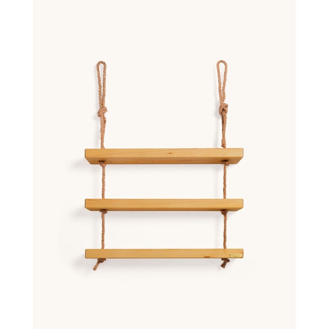 Étagère murale en bois massif olive 3 étagères 100 cm - MAKEMBA - HANNUN