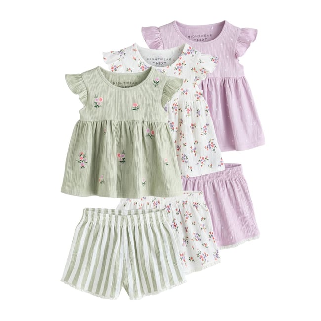 Pyjama short confortable, lot de 3 violet lilas <span itemprop=