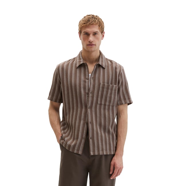 Chemise à manches courtes regular en coton biologique en Leno-Weave - MARC O'POLO