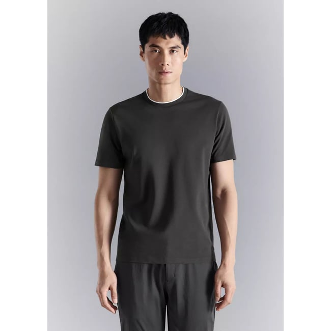 T-shirt slim-fit comfort stretch Coolmax ® gris foncé <span itemprop=