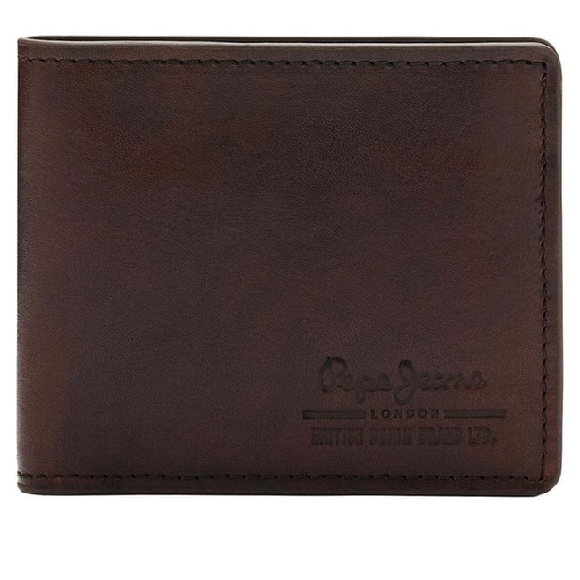 Portefeuille Pliable En Cuir brun <span itemprop=