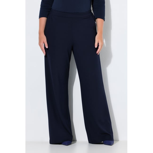 Pantalon jambe droite et large marine foncé <span itemprop=