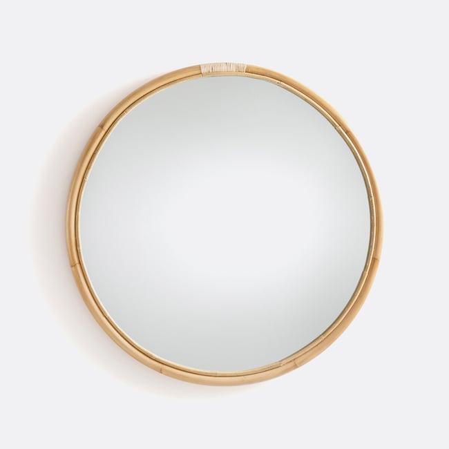 Miroir rond en rotin Ø90 cm, Nogu naturel <span itemprop=