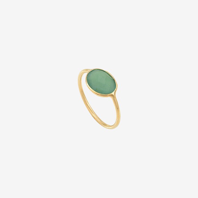 Bague serti pm aventurine n°54 vert <span itemprop=