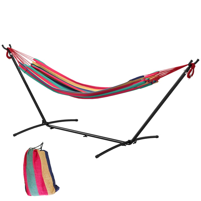 Hamac tissu en coton polyester Bleu - OUTSUNNY