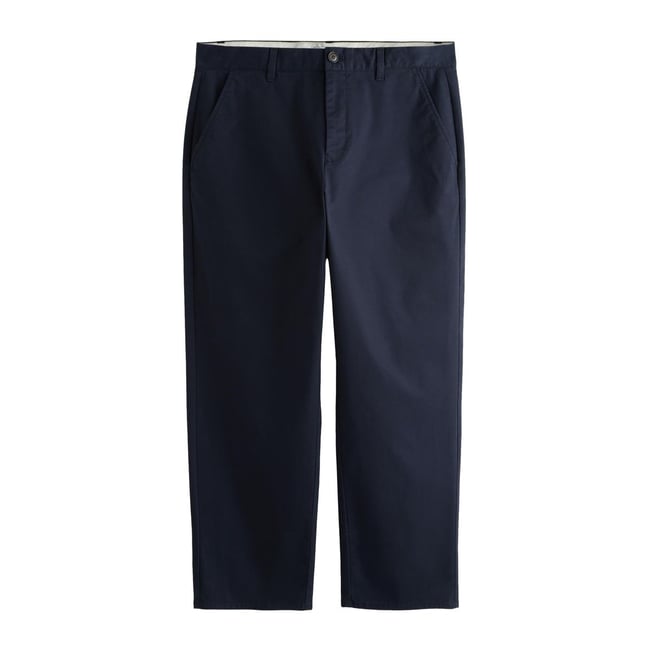 Pantalon chino stretch en coton majoritaire bleu marine <span itemprop=