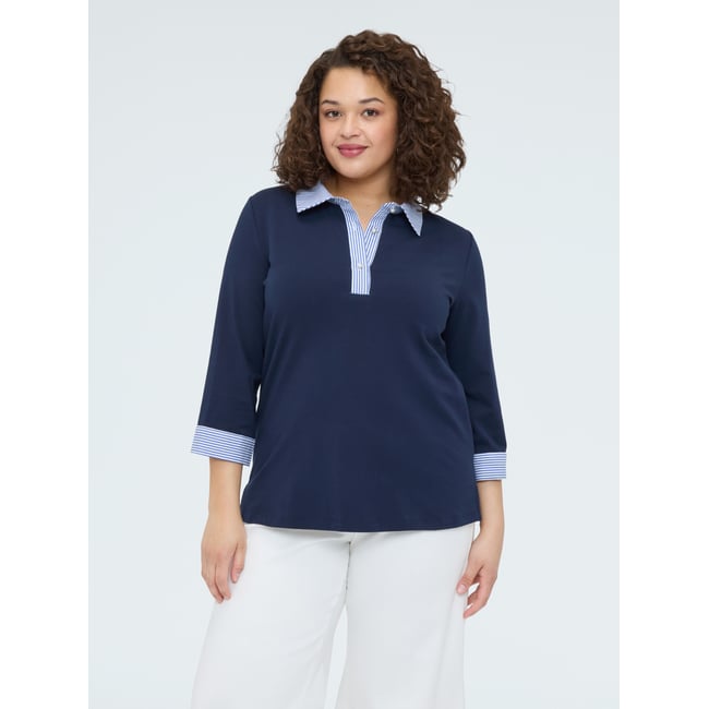 T-shirt avec col polo bleu <span itemprop=