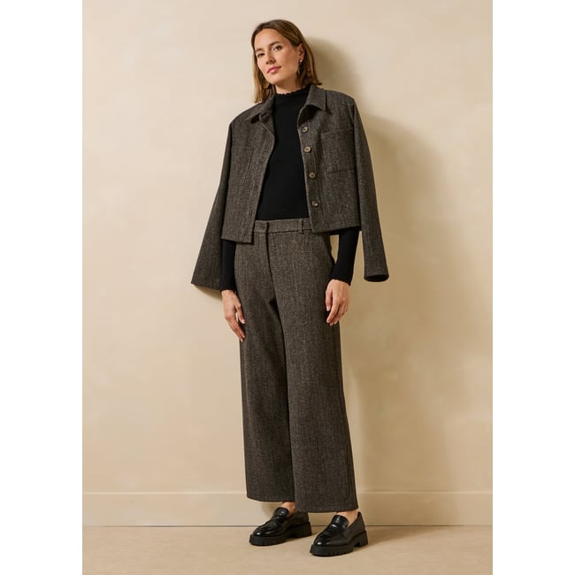 Pantalon droit en milano effet velours ecorce <span itemprop=