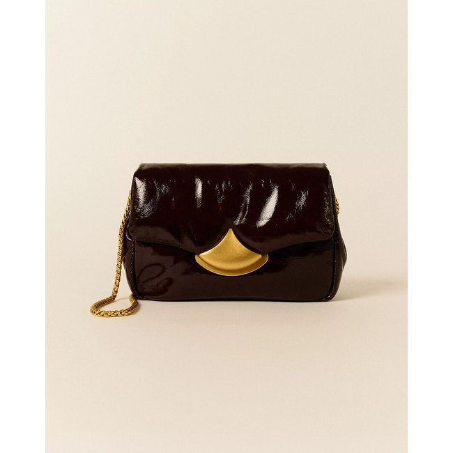 Diviluz Puffy S Bag in Patent Leather, dark brown, SESSUN
