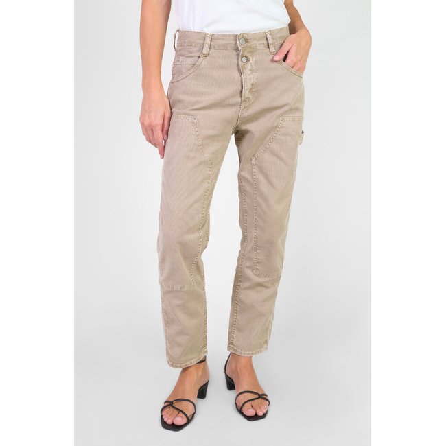 Jeans loose, large 400/60 girlfriend taille haute, 7/8ème wild beige <span itemprop=