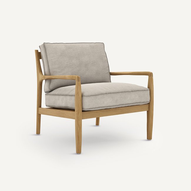 Fauteuil chêne, plaqué et lin, DILMA Couleur lin <span itemprop=