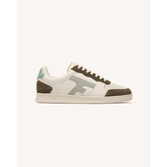 Baskets basses cuir suede HAZEL HAZEL crème et marron <span itemprop=
