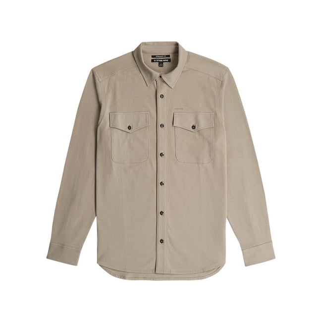 Chemise en coton biologique taupe unie avec une coupe slim et un col à revers autre <span itemprop=
