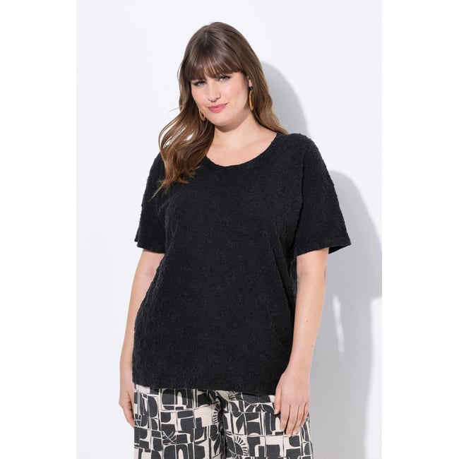 T-shirt, structure 3D, col rond - ULLA POPKEN