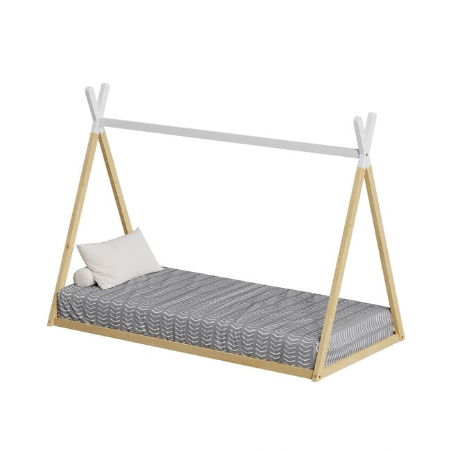 Lit tipi INDY Couleur blanc et bois <span itemprop=