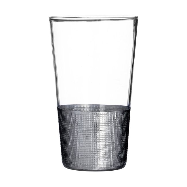 Set of 4 Silver Crosshatch Hiball Glasses, silver-coloured, SO'HOME
