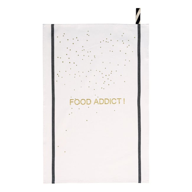 Torchon Food Addict Or blanc <span itemprop=