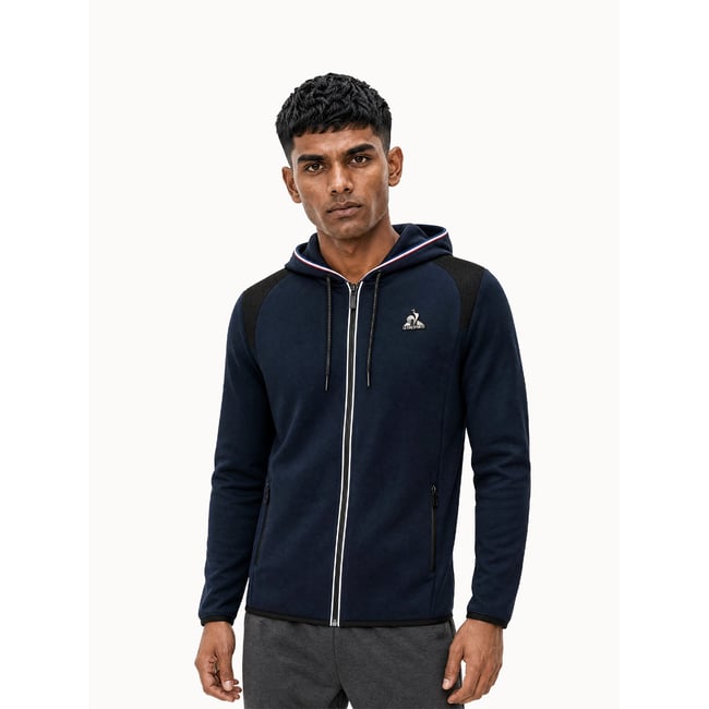 Veste zippée à capuche Coq d'Argent en jersey effet piqué Coq d'argent blue <span itemprop=