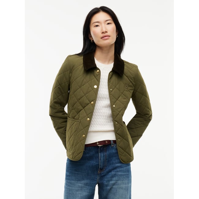 Veste courte, coupe droite olive <span itemprop=