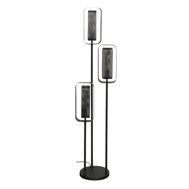 Lampadaire industriel à double cadre 3 lampes RALF Couleur anthracite <span itemprop=