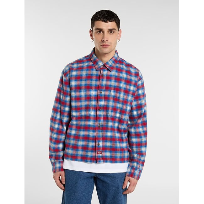 Chemise courte, en flanelle, JEROME rouge/bleu <span itemprop=