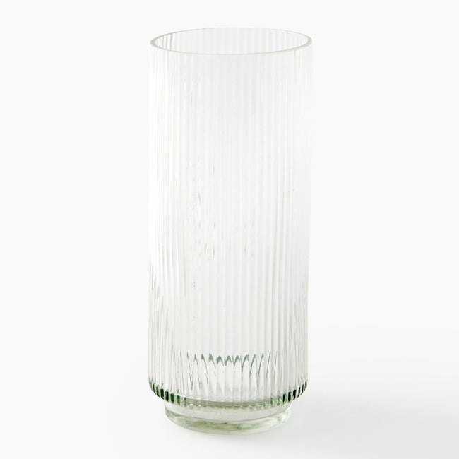 Vase droit et strié, 10x28cm, en verre Couleur transparent <span itemprop=