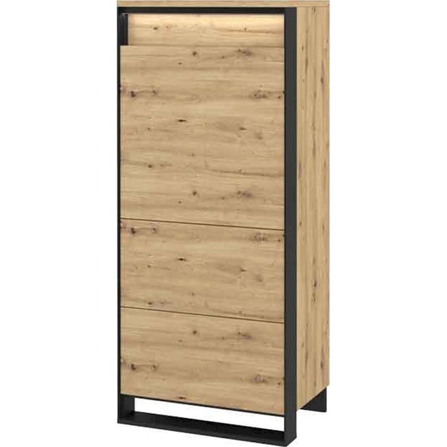 Commode étroite en bois collection QUANT Couleur chêne artisan et noir <span itemprop=