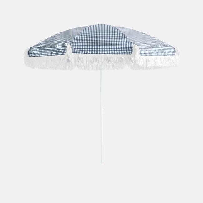 Parasol with Fringes, Gingham Print, Aline, white/blue, LA REDOUTE INTERIEURS