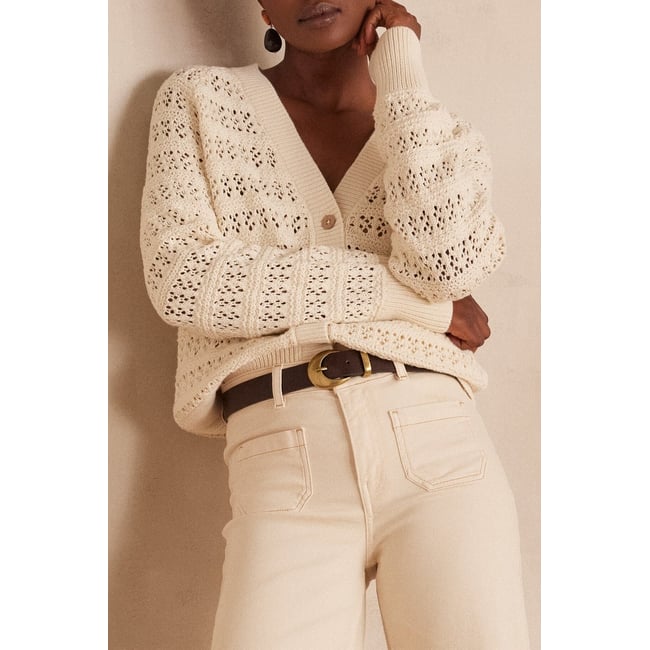 Cardigan BASILIO en coton beige <span itemprop=