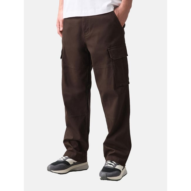 Pantalon cargo stretch en coton marron foncé <span itemprop=
