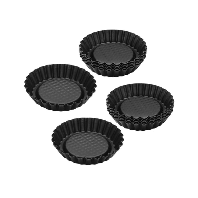 Ensemble de 12 Moules à tartelettes 10 cm BLACK METALLIC noir <span itemprop=