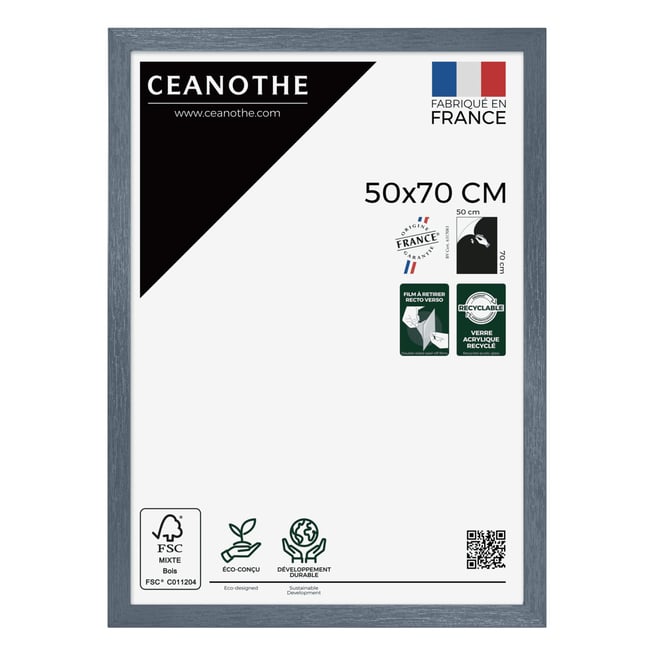 Cadre Photo En Bois Reconstitué Fsc KARMA Couleur bleu <span itemprop=