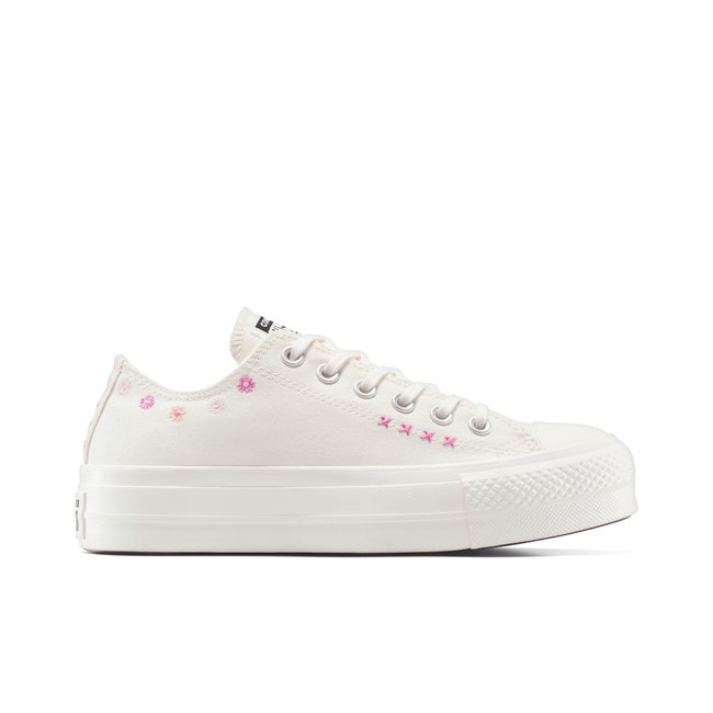 Baskets CHUCK TAYLOR ALL STAR LIFT FLORAL EMBROIDERY LOW TOP écru/rose baie/fleur de cactus violette <span itemprop=