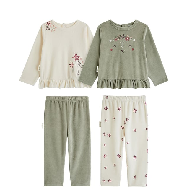 Lot de 2 pyjamas enfant 2 pièces en velours Misti rose <span itemprop=