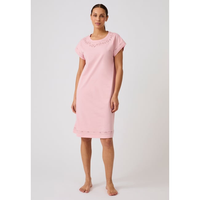 Chemise de nuit pur coton biologique rose pâle <span itemprop=
