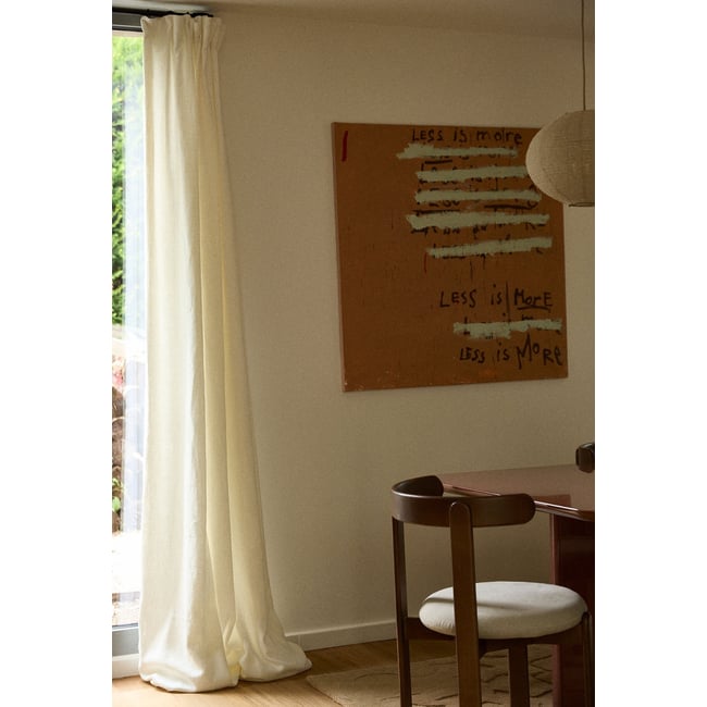 Rideau en lin épais blanc craie <span itemprop=