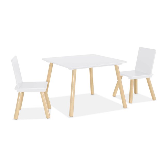 Table carrée enfant bois de pin 2 chaises JUDITH - SWEEEK