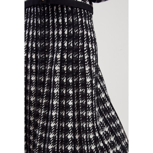 Gally knee length skirt in check print black Derhy La Redoute