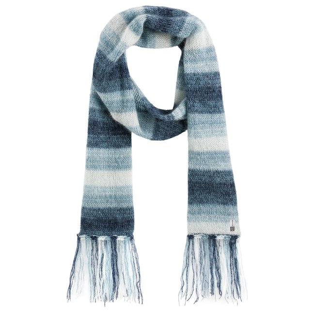 Bufanda efecto degradado en mezcla de mohair azul <span itemprop=