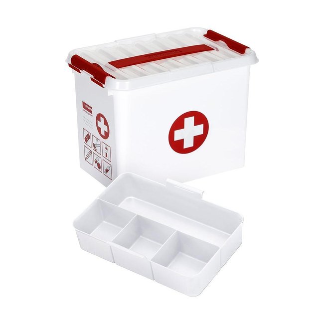 Boite à compartiments 1er Secours Q-line 9 litres Couleur blanc <span itemprop=