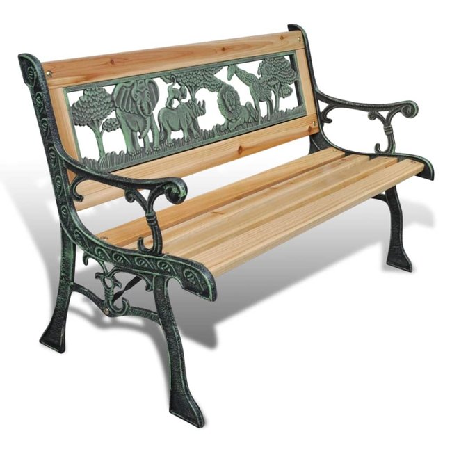 Banc de jardin pour enfants naturel <span itemprop=