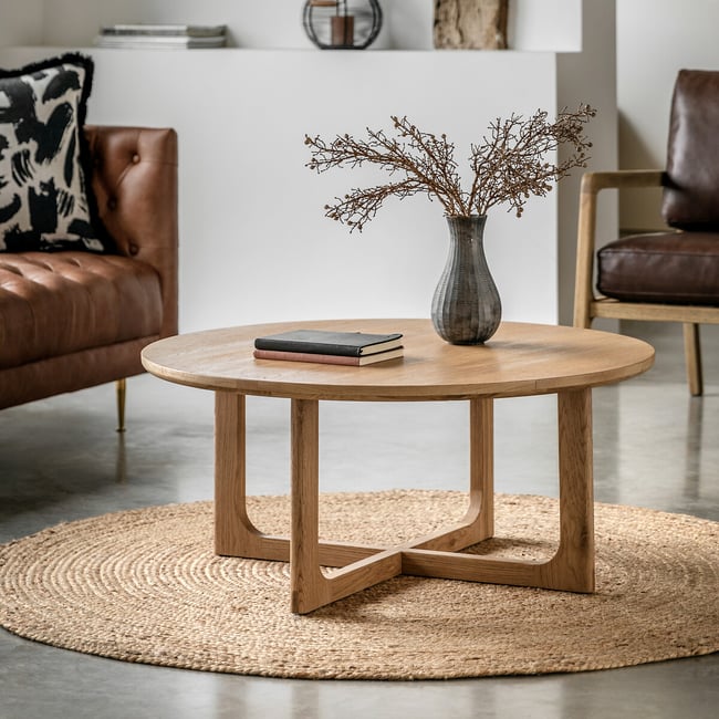 Fallon Oak Round Coffee Table, natural, ÉDITÉ