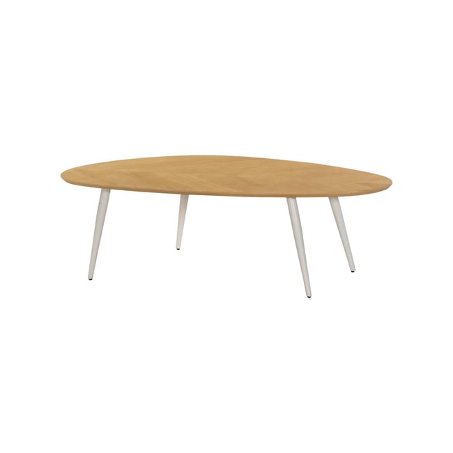 Table basse organique décor bois placage manguier piètement acier VANYA - SWEEEK