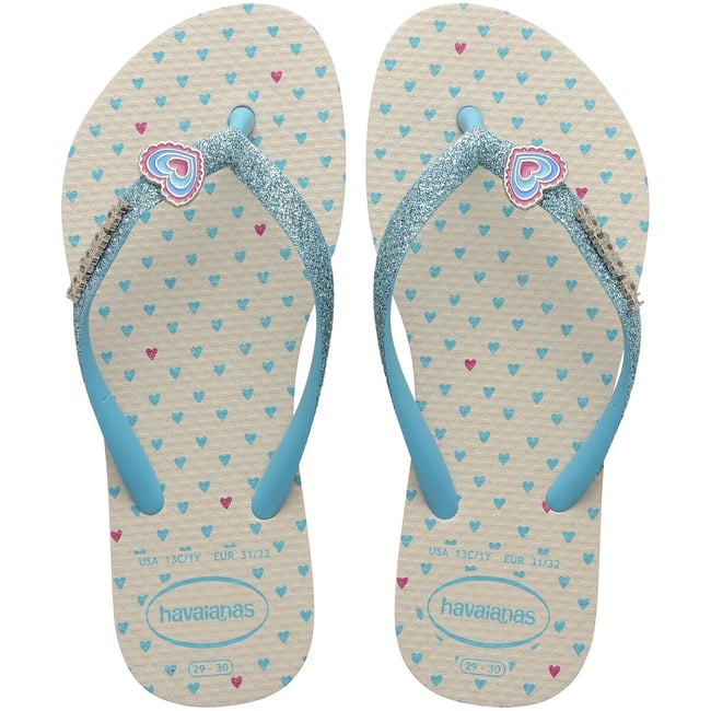 Chinelos HAV. KIDS SLIM GLITTER II branco/azul claro <span itemprop=