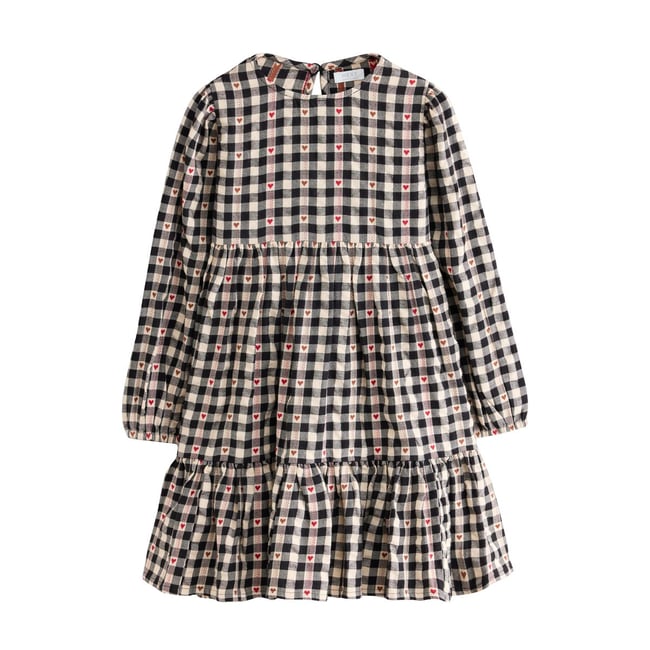 Robe à superpositions et carreaux noir/blanc <span itemprop=