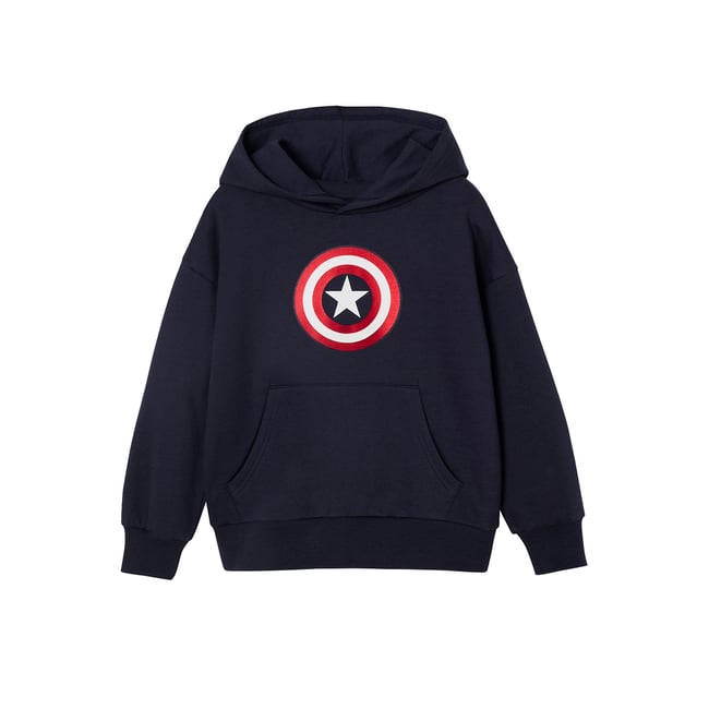Sweat-shirt Marvel Avengers Captain America à capuche marine <span itemprop=